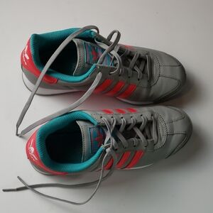 adidas Gray Sneakers with Coral Stripes and Teal Interior